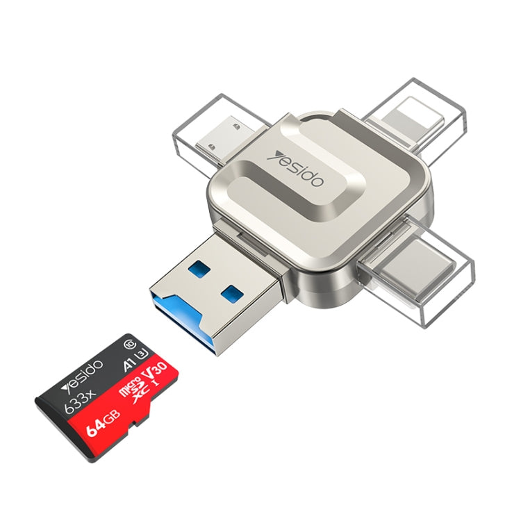 Yesido GS23 USB 3.0 to USB-C / Type-C, Micro USB, 8 Pin 4 in 1 Card Reader(Gold) - free shipping - PMC Jewellery - Order now!