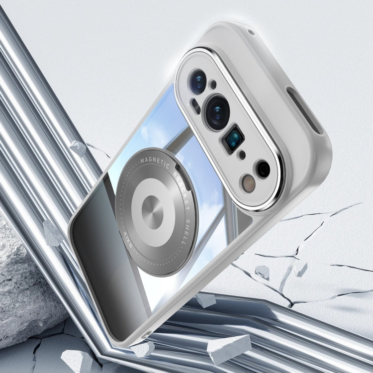 For Google Pixel 9 Pro XL 360 Holder Magsafe Acrylic Hybrid TPU Phone Case(Grey) - Google Cases by PMC TechLife | Online Shopping South Africa | PMC TechLife | Buy Now Pay Later Mobicred