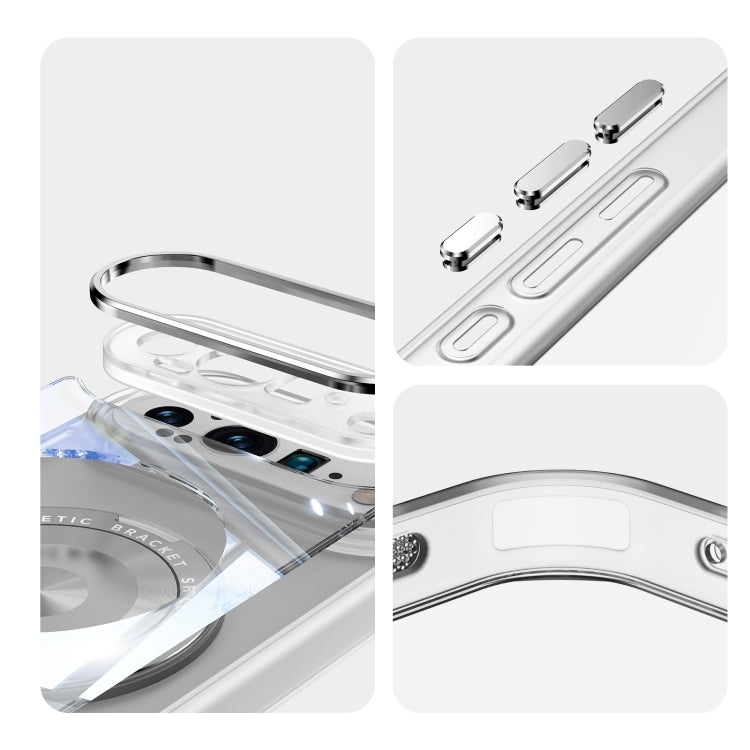 For Google Pixel 9 Pro XL 360 Holder Magsafe Acrylic Hybrid TPU Phone Case(Frosted White) - Google Cases by PMC TechLife | Online Shopping South Africa | PMC TechLife | Buy Now Pay Later Mobicred