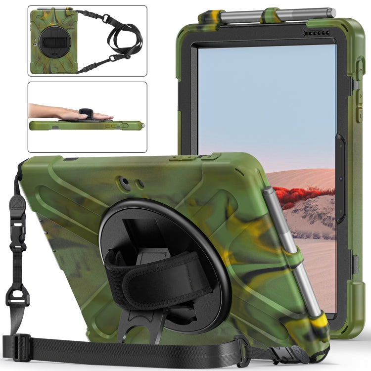 For Microsoft Surface Go 4 / 3 / 2 / 1 Shockproof Colorful Silicone + PC Protective Case with Holder & Shoulder Strap & Hand Strap & Pen Slot (CP Camouflage) - free shipping - PMC TechLife - Order now!