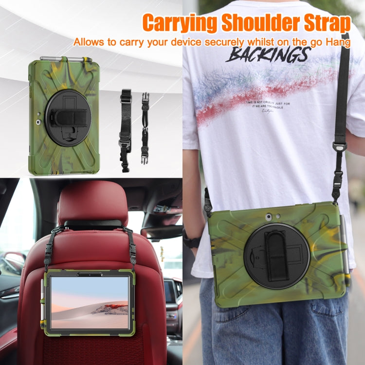 For Microsoft Surface Go 4 / 3 / 2 / 1 Shockproof Colorful Silicone + PC Protective Case with Holder & Shoulder Strap & Hand Strap & Pen Slot (CP Camouflage) - free shipping - PMC TechLife - Order now!
