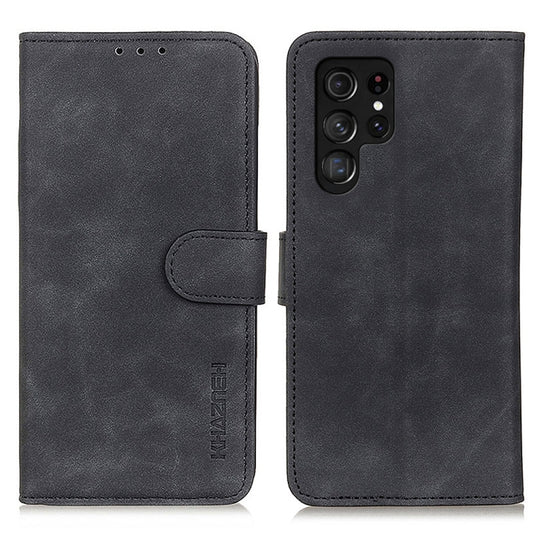 For Samsung Galaxy S25 Ultra 5G KHAZNEH Retro Texture Horizontal Flip Leather Phone Case(Black) - Galaxy S25 Ultra 5G Cases by PMC Jewellery | Online Shopping South Africa | PMC Jewellery | Buy Now Pay Later Mobicred