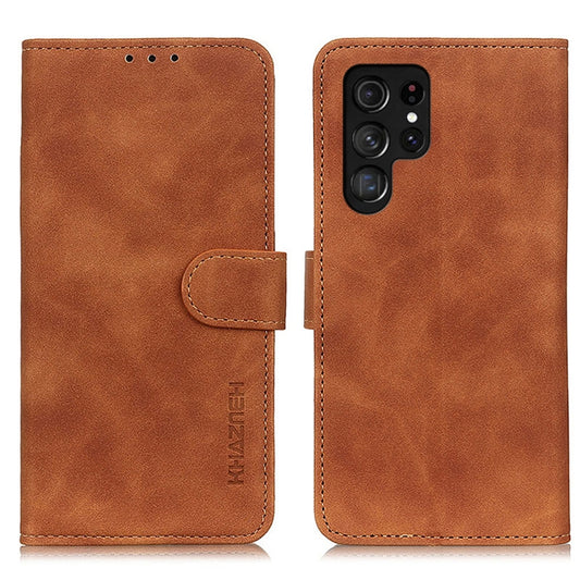 For Samsung Galaxy S25 Ultra 5G KHAZNEH Retro Texture Horizontal Flip Leather Phone Case(Brown) - Galaxy S25 Ultra 5G Cases by PMC Jewellery | Online Shopping South Africa | PMC Jewellery | Buy Now Pay Later Mobicred