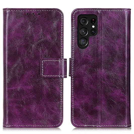 For Samsung Galaxy S25 Ultra 5G Retro Crazy Horse Texture Leather Phone Case(Purple) - Galaxy S25 Ultra 5G Cases by PMC Jewellery | Online Shopping South Africa | PMC Jewellery | Buy Now Pay Later Mobicred