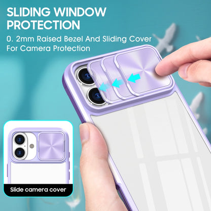 For iPhone 16 Sliding Camshield Acrylic Hybrid TPU Phone Case(Purple) - iPhone 16 Cases by PMC Jewellery | Online Shopping South Africa | PMC Jewellery | Buy Now Pay Later Mobicred