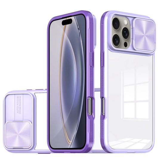 For iPhone 16 Pro Sliding Camshield Acrylic Hybrid TPU Phone Case(Purple) - iPhone 16 Pro Cases by PMC Jewellery | Online Shopping South Africa | PMC Jewellery | Buy Now Pay Later Mobicred