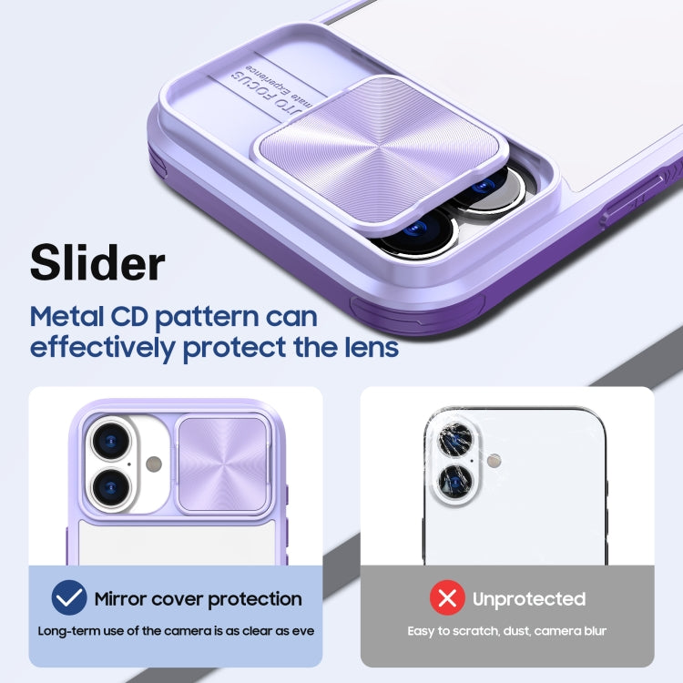 For iPhone 16 Plus Sliding Camshield Acrylic Hybrid TPU Phone Case(Purple) - iPhone 16 Plus Cases by PMC TechLife | Online Shopping South Africa | PMC TechLife | Buy Now Pay Later Mobicred