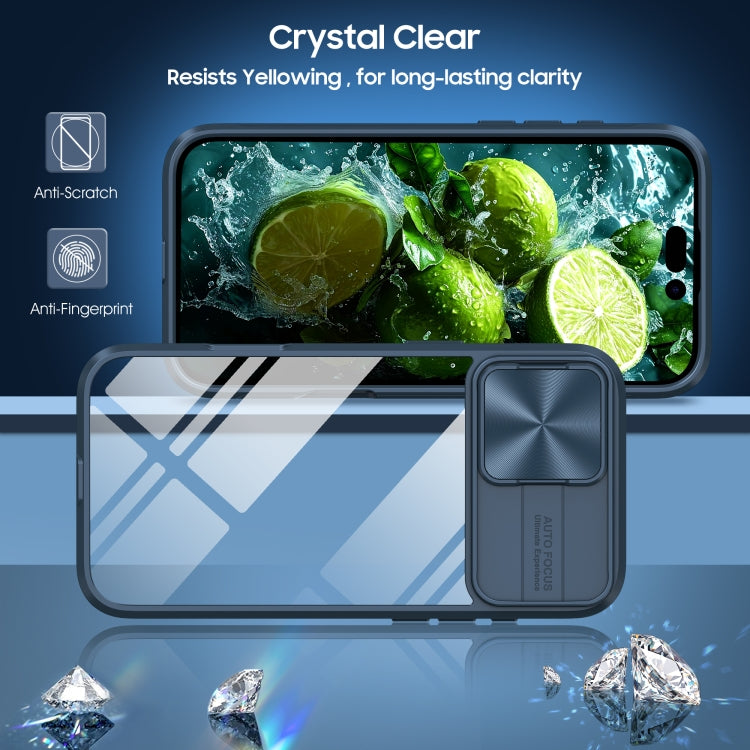 For iPhone 16 Pro Max Sliding Camshield Acrylic Hybrid TPU Phone Case(Navy Blue) - free shipping - PMC TechLife - Order now!