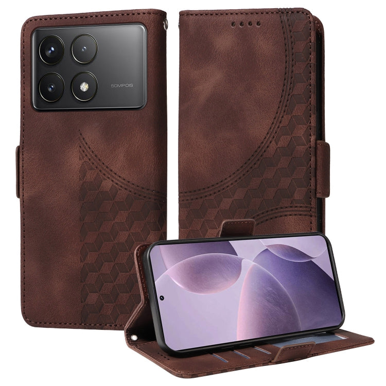 For Redmi K70 / K70 Pro Embossed Rhombus Starry Leather Phone Case(Brown) - K70 Pro Cases by PMC Jewellery | Online Shopping South Africa | PMC Jewellery | Buy Now Pay Later Mobicred