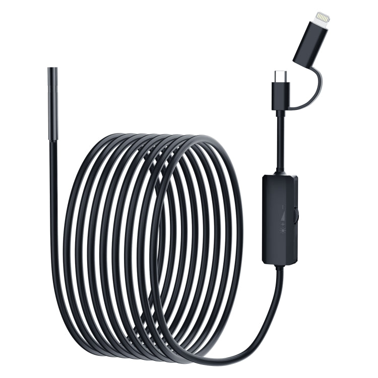 AN112 2 in 1 USB-C / Type-C + 8 Pin Interface 5.5mm HD Industry Endoscope, Length:2m Hard Tube -  by PMC Jewellery | Online Shopping South Africa | PMC Jewellery | Buy Now Pay Later Mobicred