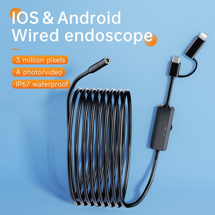 AN112 2 in 1 USB-C / Type-C + 8 Pin Interface 5.5mm HD Industry Endoscope, Length:2m Hard Tube -  by PMC TechLife | Online Shopping South Africa | PMC TechLife | Buy Now Pay Later Mobicred