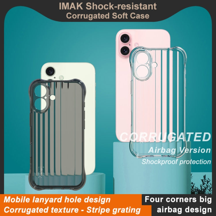 For iPhone 16 IMAK Corrugated Texture Airbag TPU Phone Case(Transparent) - iPhone 16 Cases by imak | Online Shopping South Africa | PMC Jewellery | Buy Now Pay Later Mobicred