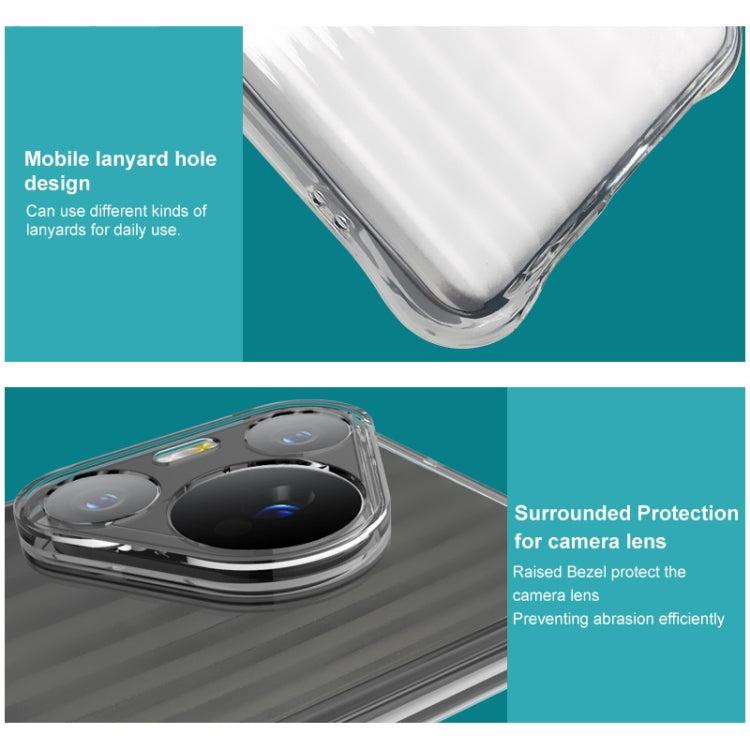For iPhone 16 Pro IMAK Corrugated Texture Airbag TPU Phone Case(Transparent Black) - iPhone 16 Pro Cases by imak | Online Shopping South Africa | PMC TechLife | Buy Now Pay Later Mobicred