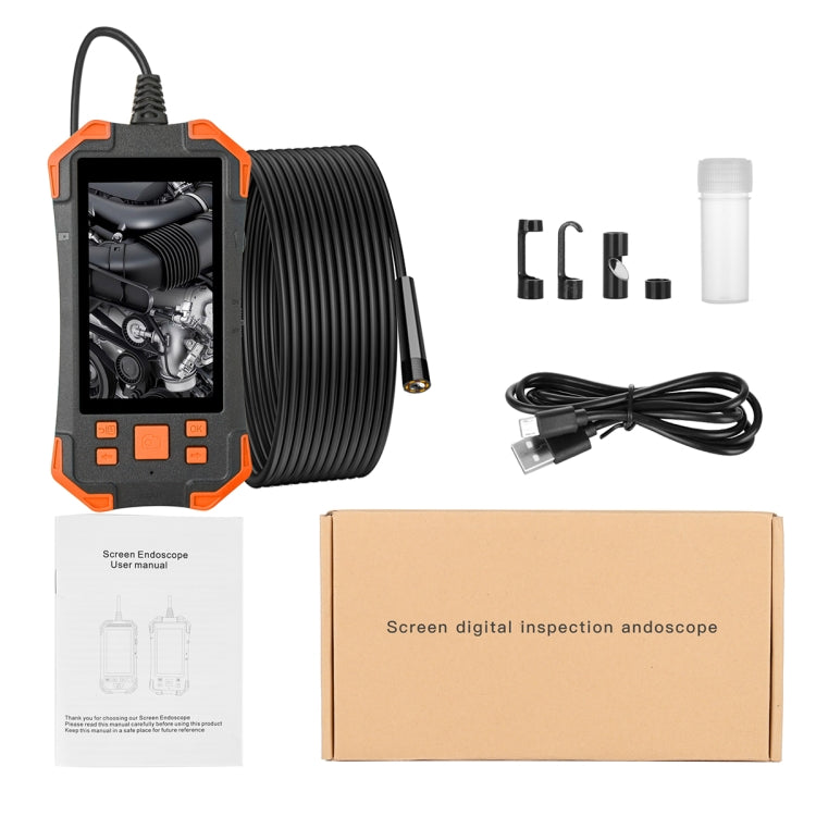 T20 4.3 inch IPS Screen 8mm Single Camera IP67 Waterproof Hard Cable Digital Endoscope, Length:10m(Black Orange) -  by PMC TechLife | Online Shopping South Africa | PMC TechLife | Buy Now Pay Later Mobicred