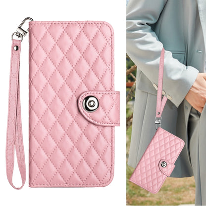 For Redmi K70 Ultra 5G Global Rhombic Texture Flip Leather Phone Case with Lanyard(Pink) - Xiaomi Cases by PMC Jewellery | Online Shopping South Africa | PMC Jewellery | Buy Now Pay Later Mobicred