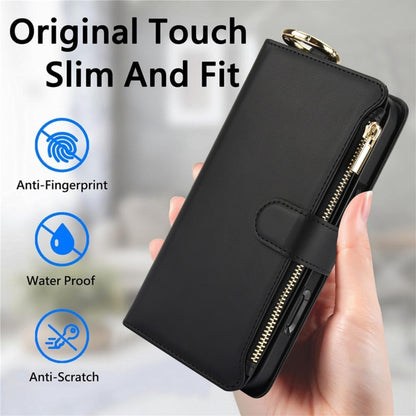 For iPhone 16 Crossbody Ring Multifunctional Wallet Leather Phone Case(Black) - iPhone 16 Cases by PMC Jewellery | Online Shopping South Africa | PMC Jewellery | Buy Now Pay Later Mobicred