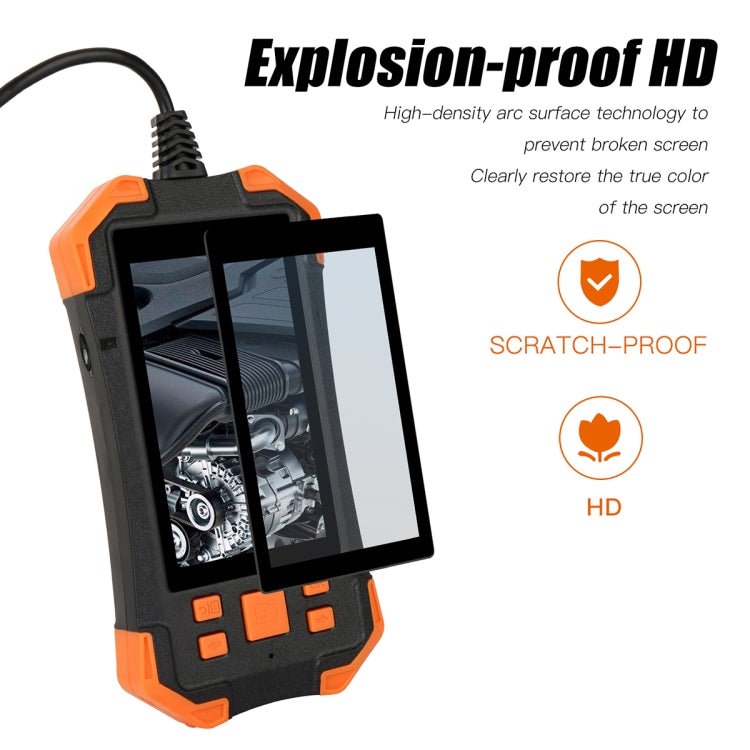 T20 4.3 inch IPS Screen 3.9mm Single Camera IP67 Waterproof Hard Cable Digital Endoscope, Length:5m(Black Orange) - free shipping - PMC TechLife - Order now!