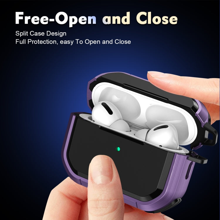 For AirPods Pro / Pro 2 Armor TPU + PC Earbuds Box Protective Case with Metal Buckle(Black) - free shipping - PMC Jewellery - Order now!