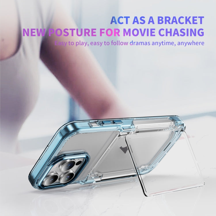 For iPhone 16 Card Holder Acrylic Hybrid TPU Phone Case(Transparent Blue) - iPhone 16 Cases by PMC TechLife | Online Shopping South Africa | PMC TechLife | Buy Now Pay Later Mobicred