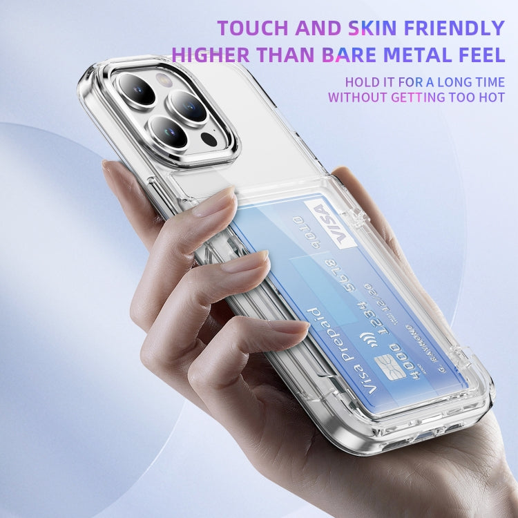 For iPhone 16 Card Holder Acrylic Hybrid TPU Phone Case(Transparent) - iPhone 16 Cases by PMC TechLife | Online Shopping South Africa | PMC TechLife | Buy Now Pay Later Mobicred