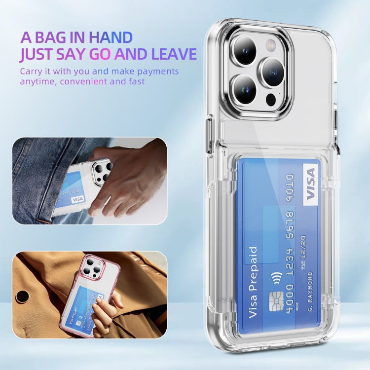 For iPhone 16 Pro Card Holder Acrylic Hybrid TPU Phone Case(Transparent) - iPhone 16 Pro Cases by PMC TechLife | Online Shopping South Africa | PMC TechLife | Buy Now Pay Later Mobicred