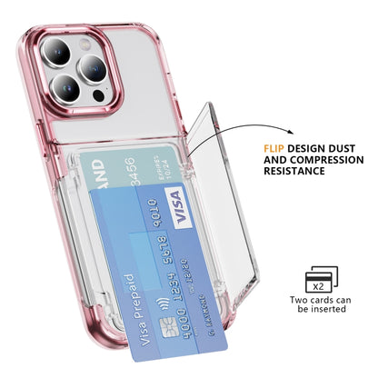 For iPhone 16 Pro Max Card Holder Acrylic Hybrid TPU Phone Case(Transparent Pink) - iPhone 16 Pro Max Cases by PMC Jewellery | Online Shopping South Africa | PMC Jewellery | Buy Now Pay Later Mobicred