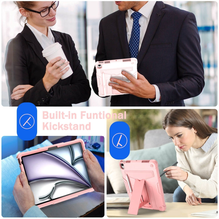For iPad Air 11 2024 T Holder Robot Silicone Hybrid PC Tablet Case(Rose Gold) - iPad Air 11 2024 Cases by PMC TechLife | Online Shopping South Africa | PMC TechLife | Buy Now Pay Later Mobicred