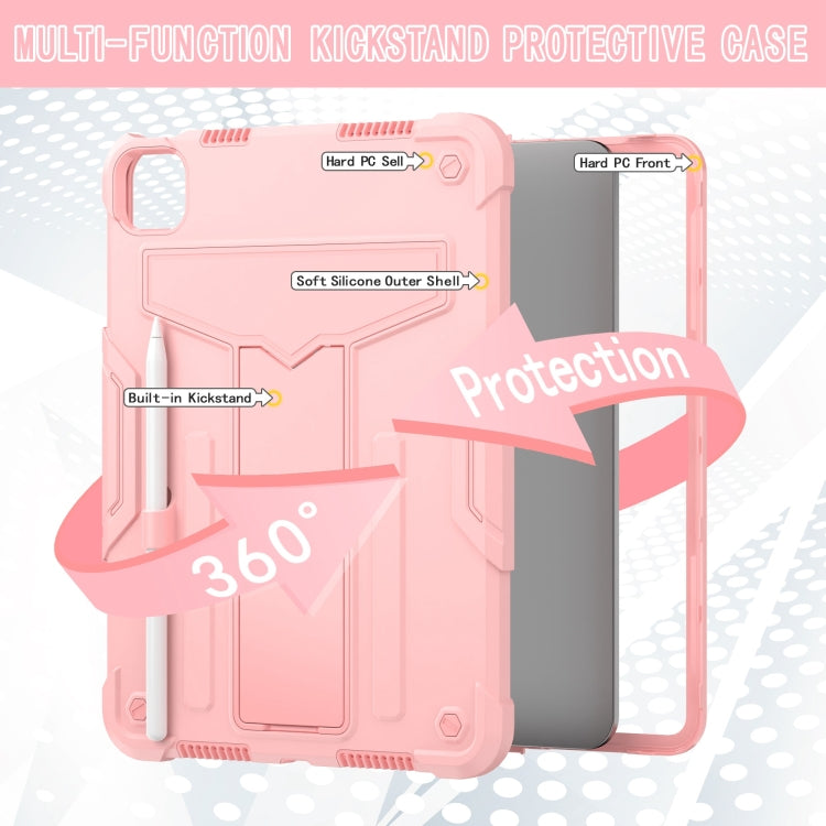 For iPad Pro 11 2024 T Holder Robot Silicone Hybrid PC Tablet Case(Rose Gold) - free shipping - PMC TechLife - Order now!