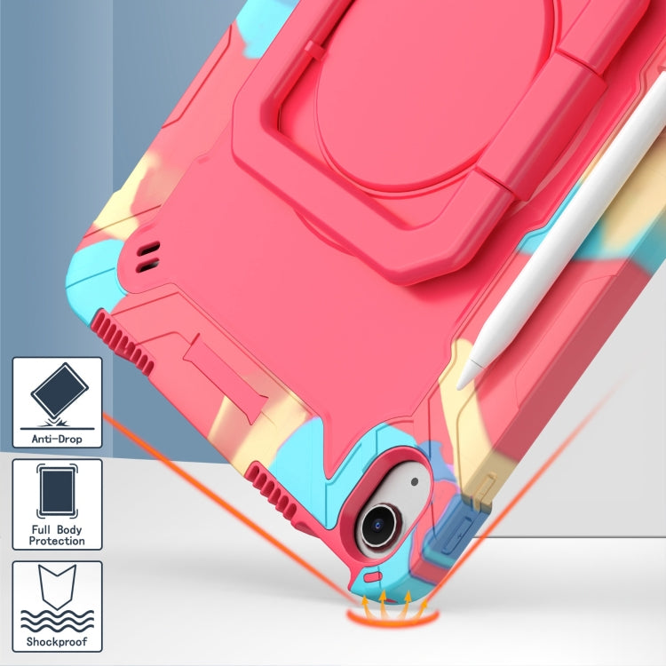 For iPad Air 11 2024 Handle Grip Holder Silicone Hybrid PC Tablet Case with Strap(Camouflage Rose Red) - iPad Air 11 2024 Cases by PMC TechLife | Online Shopping South Africa | PMC TechLife | Buy Now Pay Later Mobicred