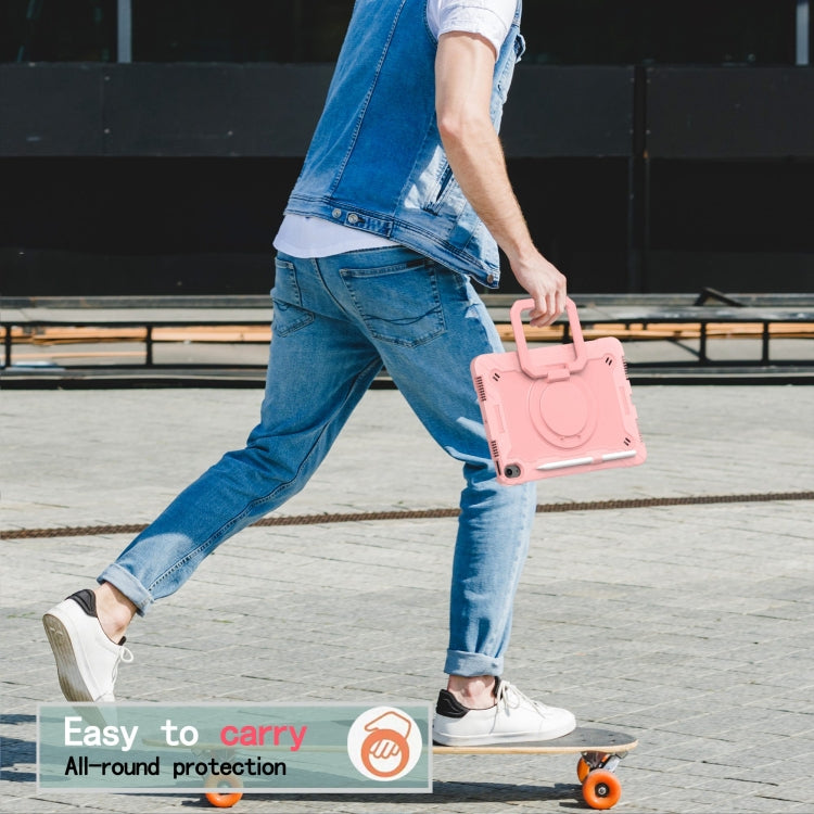 For iPad Air 11 2025 / 2024 Handle Grip Holder Silicone Hybrid PC Tablet Case with Strap(Rose Gold) - iPad Air 11 2025 / 2024 Cases by PMC TechLife | Online Shopping South Africa | PMC TechLife | Buy Now Pay Later Mobicred