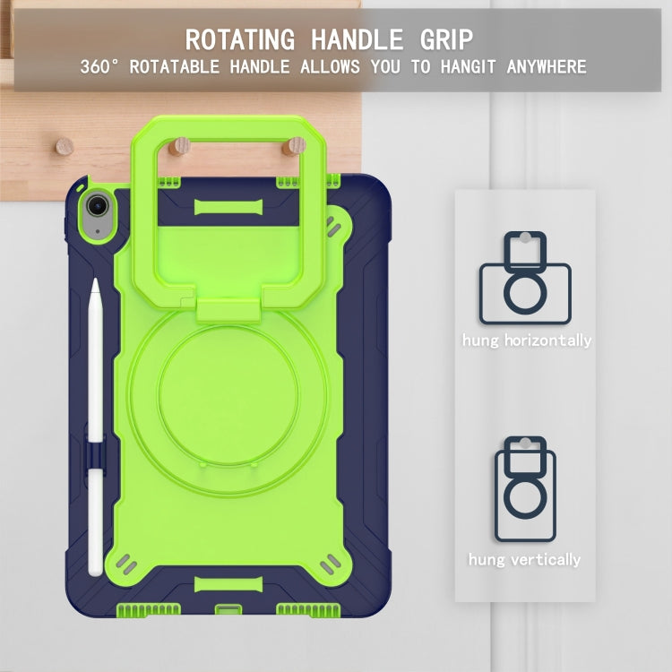 For iPad Air 11 2025 / 2024 Handle Grip Holder Silicone Hybrid PC Tablet Case with Strap(Navy Yellow Green) - iPad Air 11 2025 / 2024 Cases by PMC TechLife | Online Shopping South Africa | PMC TechLife | Buy Now Pay Later Mobicred