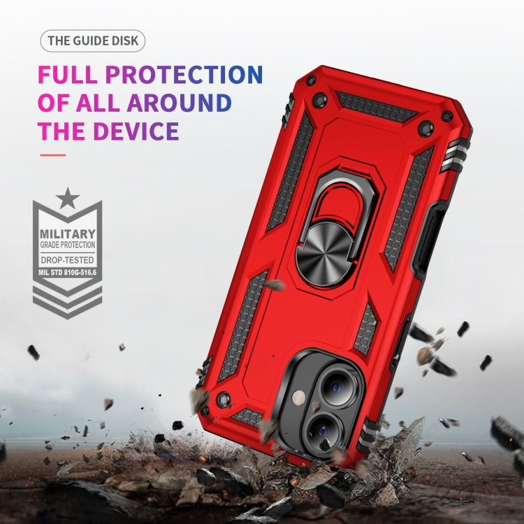 For iPhone 16 Shockproof TPU Hybrid PC Phone Case with Holder(Red) - iPhone 16 Cases by PMC TechLife | Online Shopping South Africa | PMC TechLife | Buy Now Pay Later Mobicred
