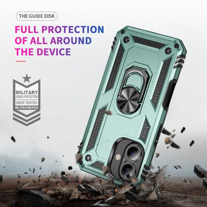 For iPhone 16 Shockproof TPU Hybrid PC Phone Case with Holder(Dark Green) - iPhone 16 Cases by PMC Jewellery | Online Shopping South Africa | PMC Jewellery | Buy Now Pay Later Mobicred