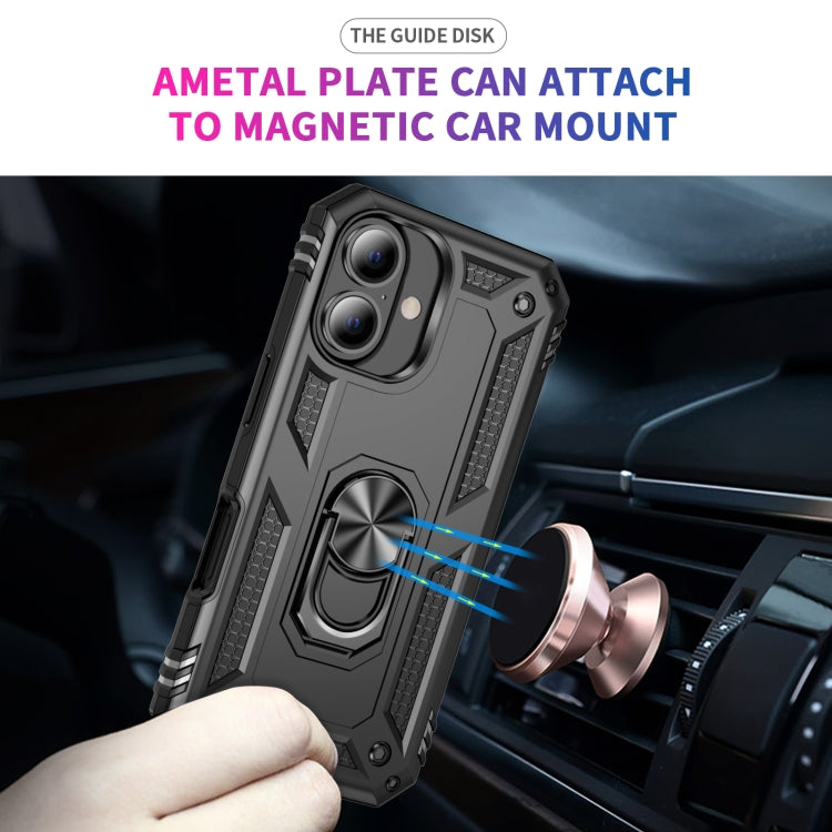 For iPhone 16 Plus Shockproof TPU Hybrid PC Phone Case with Holder(Black) - iPhone 16 Plus Cases by PMC Jewellery | Online Shopping South Africa | PMC Jewellery | Buy Now Pay Later Mobicred