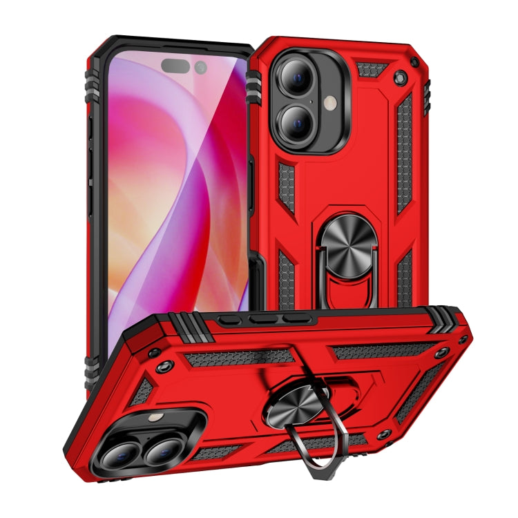 For iPhone 16 Plus Shockproof TPU Hybrid PC Phone Case with Holder(Red) - iPhone 16 Plus Cases by PMC Jewellery | Online Shopping South Africa | PMC Jewellery | Buy Now Pay Later Mobicred