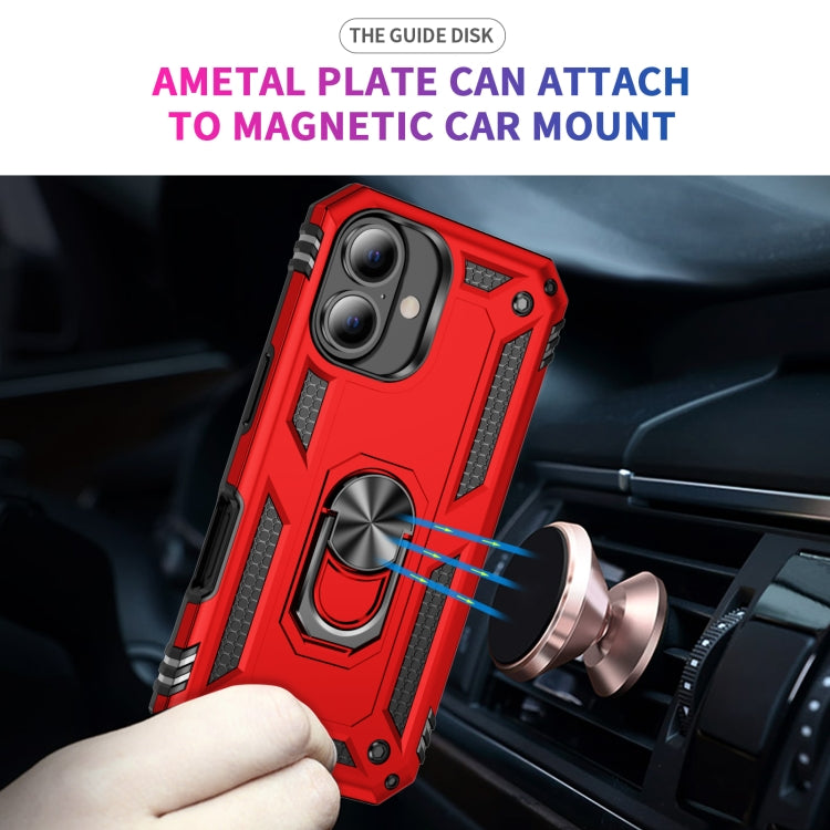 For iPhone 16 Plus Shockproof TPU Hybrid PC Phone Case with Holder(Red) - iPhone 16 Plus Cases by PMC TechLife | Online Shopping South Africa | PMC TechLife | Buy Now Pay Later Mobicred