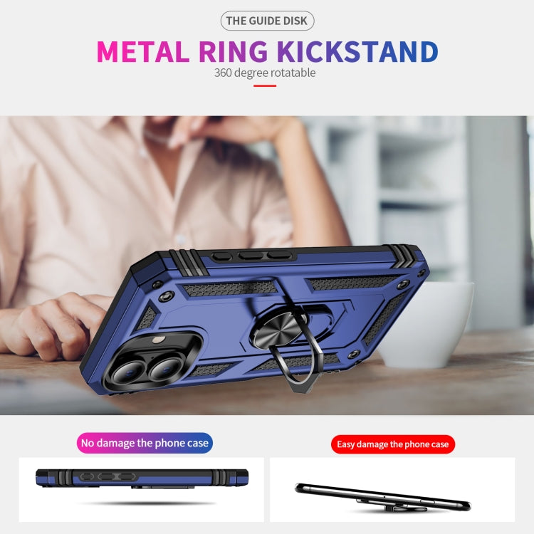 For iPhone 16 Plus Shockproof TPU Hybrid PC Phone Case with Holder(Blue) - iPhone 16 Plus Cases by PMC TechLife | Online Shopping South Africa | PMC TechLife | Buy Now Pay Later Mobicred