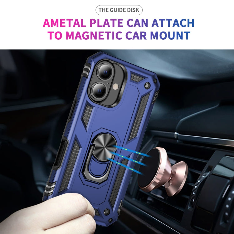 For iPhone 16 Plus Shockproof TPU Hybrid PC Phone Case with Holder(Blue) - iPhone 16 Plus Cases by PMC TechLife | Online Shopping South Africa | PMC TechLife | Buy Now Pay Later Mobicred
