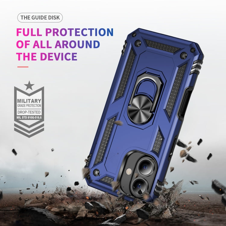 For iPhone 16 Plus Shockproof TPU Hybrid PC Phone Case with Holder(Blue) - iPhone 16 Plus Cases by PMC TechLife | Online Shopping South Africa | PMC TechLife | Buy Now Pay Later Mobicred