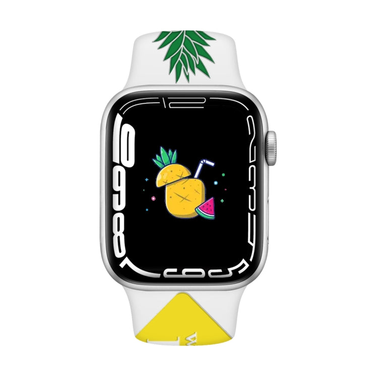 For Apple Watch SE 2023 44mm Embossed Color Printed Silicone Watch Band(Pineapple) - Watch Bands by PMc TechLife | Online Shopping South Africa | PMc TechLife | Buy Now Pay Later Mobicred
