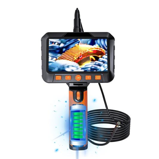 T27 5 inch IPS Color Screen 7.9mm Triple Camera Handheld Hard Cable HD Industrial Endoscope, Length:5m(Orange Black) -  by PMC Jewellery | Online Shopping South Africa | PMC Jewellery | Buy Now Pay Later Mobicred