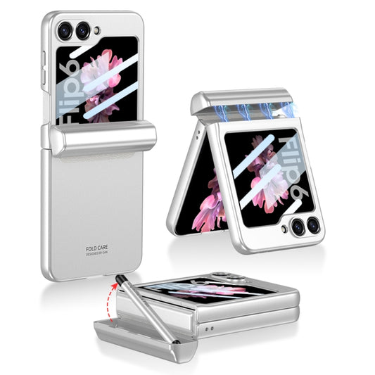 For Samsung Galaxy Z Flip6 GKK Integrated Magnetic Full Coverage Flip Phone Case with Pen Box+Pen(Silver) - Galaxy Z Flip6 5G Cases by GKK | Online Shopping South Africa | PMC Jewellery | Buy Now Pay Later Mobicred