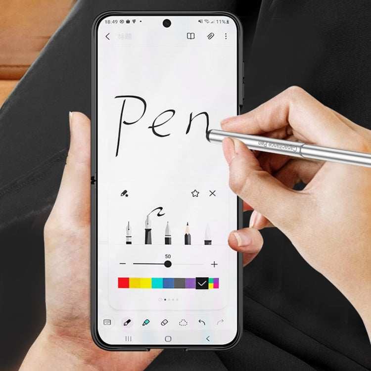 For Samsung Galaxy Z Flip6 / Flip7 FE GKK Integrated Magnetic Full Coverage Flip Phone Case with Pen Box+Pen(Silver) - free shipping - PMC Jewellery - Order now!