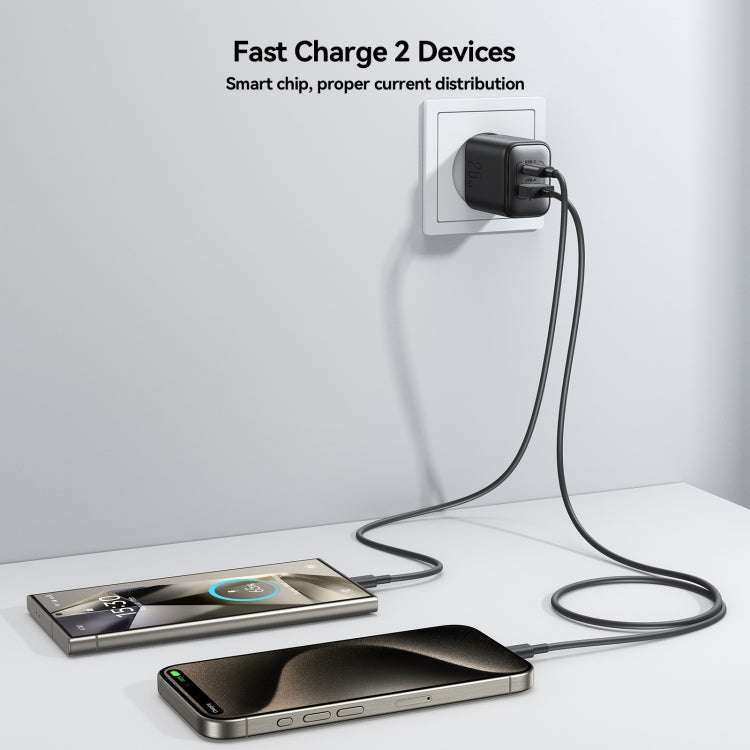 JOYROOM JR-TCF13 25W Dual Ports USB + Type-C Charger, Plug:EU Plug(Black) - free shipping - PMC Jewellery - Order now!