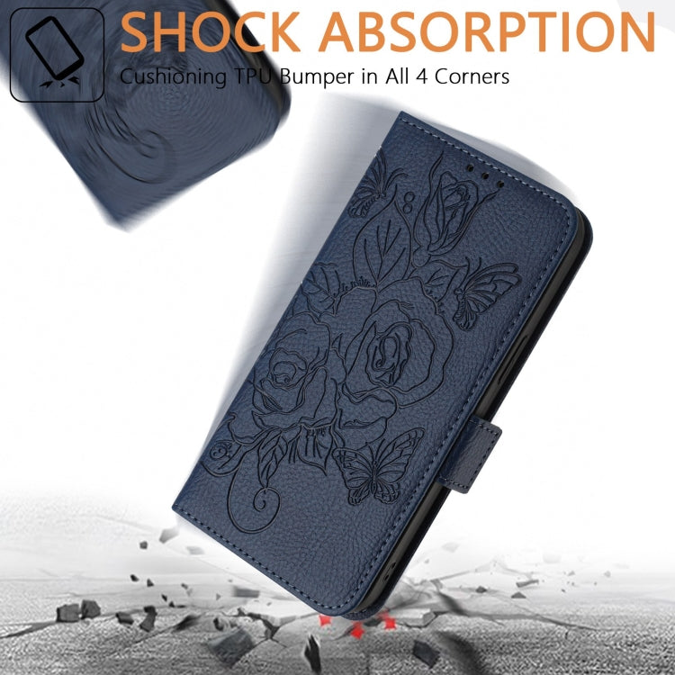 For Blackview A52 Embossed Rose RFID Anti-theft Leather Phone Case(Dark Blue) - More Brand by PMC Jewellery | Online Shopping South Africa | PMC Jewellery | Buy Now Pay Later Mobicred