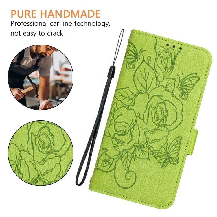 For Blackview A53 Embossed Rose RFID Anti-theft Leather Phone Case(Green) - More Brand by PMC Jewellery | Online Shopping South Africa | PMC Jewellery | Buy Now Pay Later Mobicred