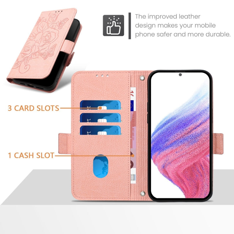 For Blackview Color 8 / Oscal Modern 8 Embossed Rose RFID Anti-theft Leather Phone Case(Pink) - More Brand by PMC Jewellery | Online Shopping South Africa | PMC Jewellery | Buy Now Pay Later Mobicred