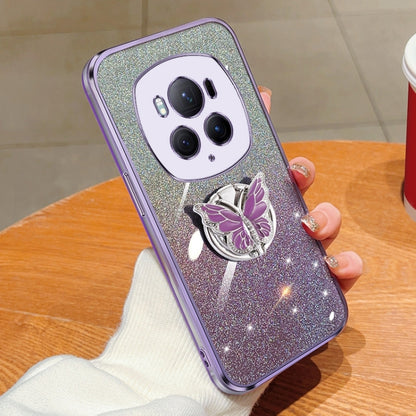 For Honor Magic6 Pro Plated Gradient Glitter Butterfly Holder TPU Phone Case(Purple) - Honor Cases by PMC Jewellery | Online Shopping South Africa | PMC Jewellery | Buy Now Pay Later Mobicred