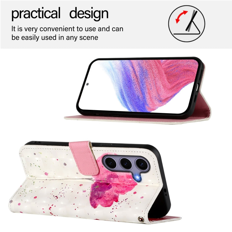 For Samsung Galaxy S25 5G 3D Painting Horizontal Flip Leather Phone Case(Flower) - Galaxy S25 5G Cases by PMC Jewellery | Online Shopping South Africa | PMC Jewellery | Buy Now Pay Later Mobicred