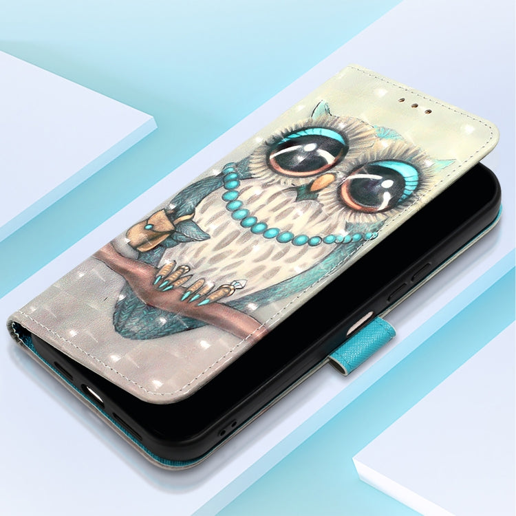 For Samsung Galaxy S25 5G 3D Painting Horizontal Flip Leather Phone Case(Grey Owl) - Galaxy S25 5G Cases by PMC Jewellery | Online Shopping South Africa | PMC Jewellery | Buy Now Pay Later Mobicred
